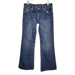 V Blue Jeans Size 13 14 Blue Denim Bootcut Button Pocket Embroidered Detail